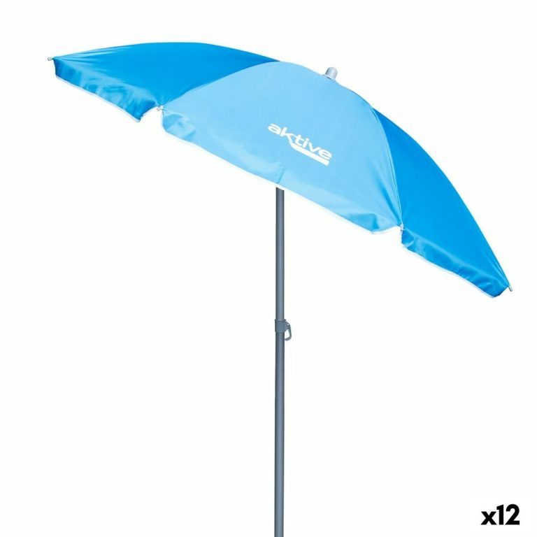 Parasoll Aktive UV50 Ø 180 cm Blauw Polyester Aluminium 180 x 187