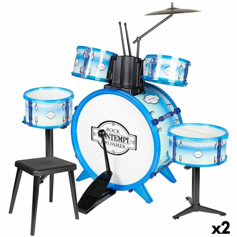 Drums Bontempi Blauw Plastic 85 x 68 x 65 cm (9 Onderdelen) (2 Stuks)