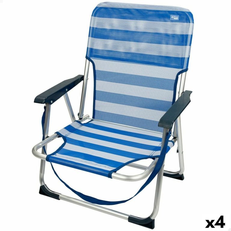 Strandstoel Aktive Opvouwbaar Blauw 44 x 72 x 35 cm (4 Stuks)