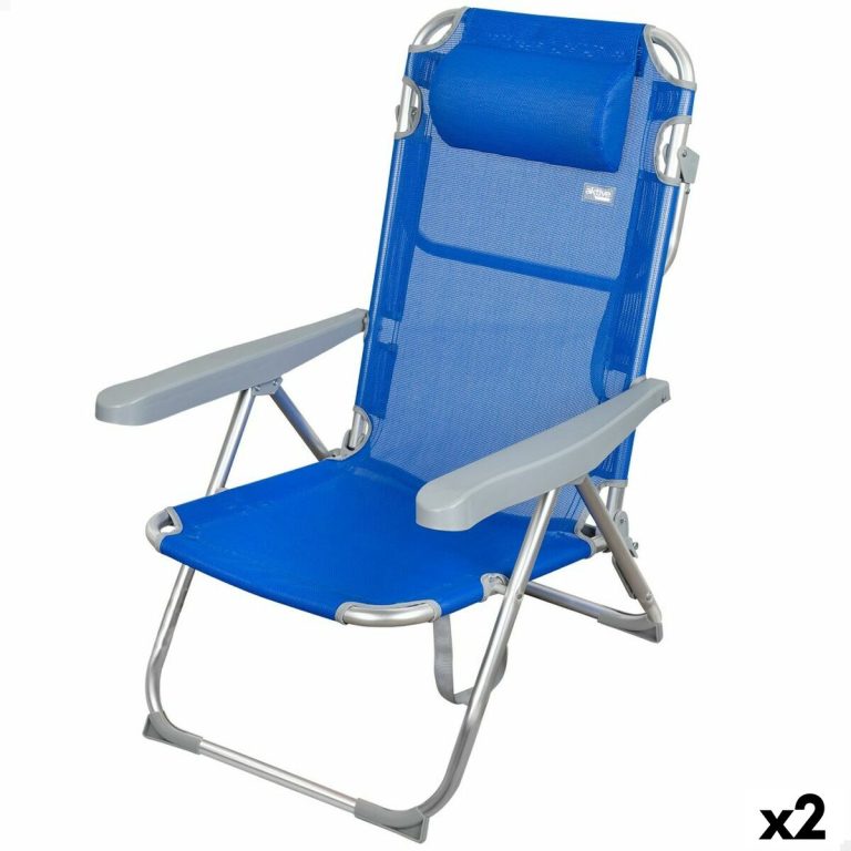 Strandstoel Aktive Opvouwbaar Blauw 48 x 90 x 60 cm (2 Stuks)