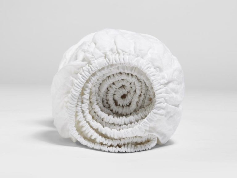 Yumeko Hoeslaken gewassen linnen pure white 140x200x30 100% gewassen linnen | Flickmyhouse