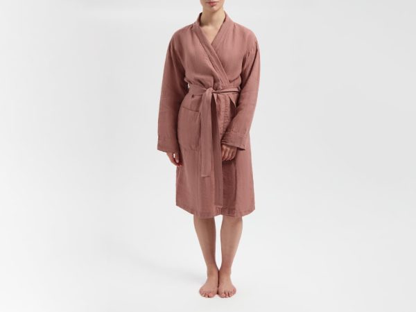 Yumeko Kimono badjas gewassen linnen clay rose S 100% gewassen linnen | Flickmyhouse