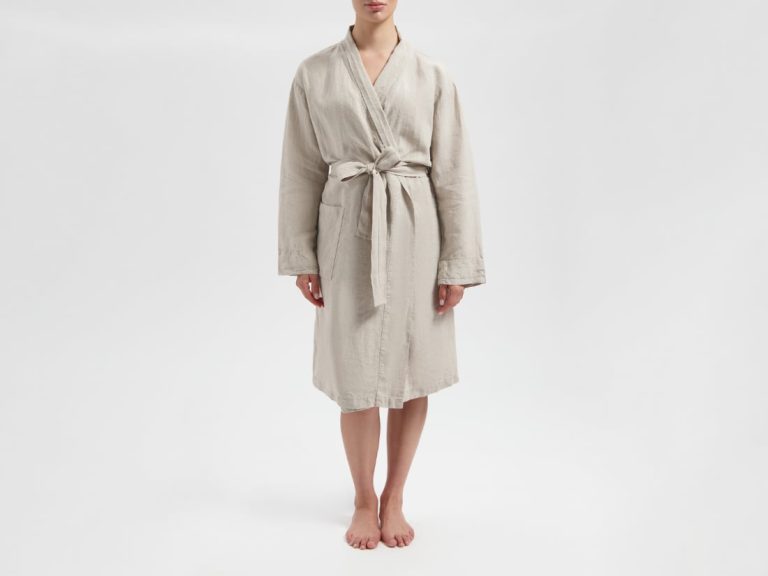 Yumeko Kimono badjas gewassen linnen natural L 100% gewassen linnen | Flickmyhouse