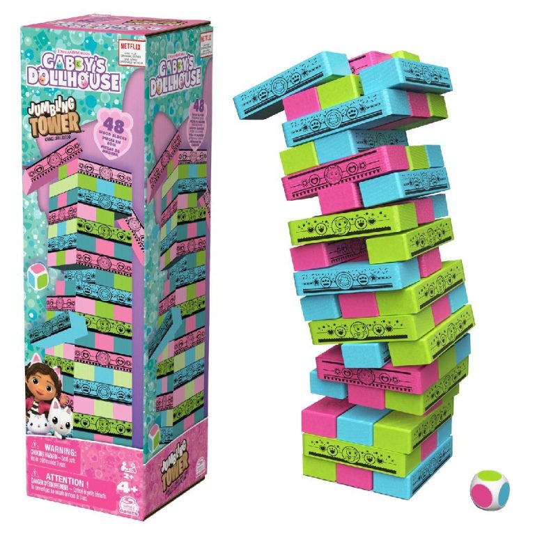 Gabby's Dollhouse Jumbling Tower Blokkentoren Spel met 48 Houten Blokjes | Kopen bij Flickmyhouse