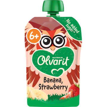 Olvarit Knijpfruit Banaan Aardbei 6+ Maanden 100 g bij Jumbo | Flickmyhouse