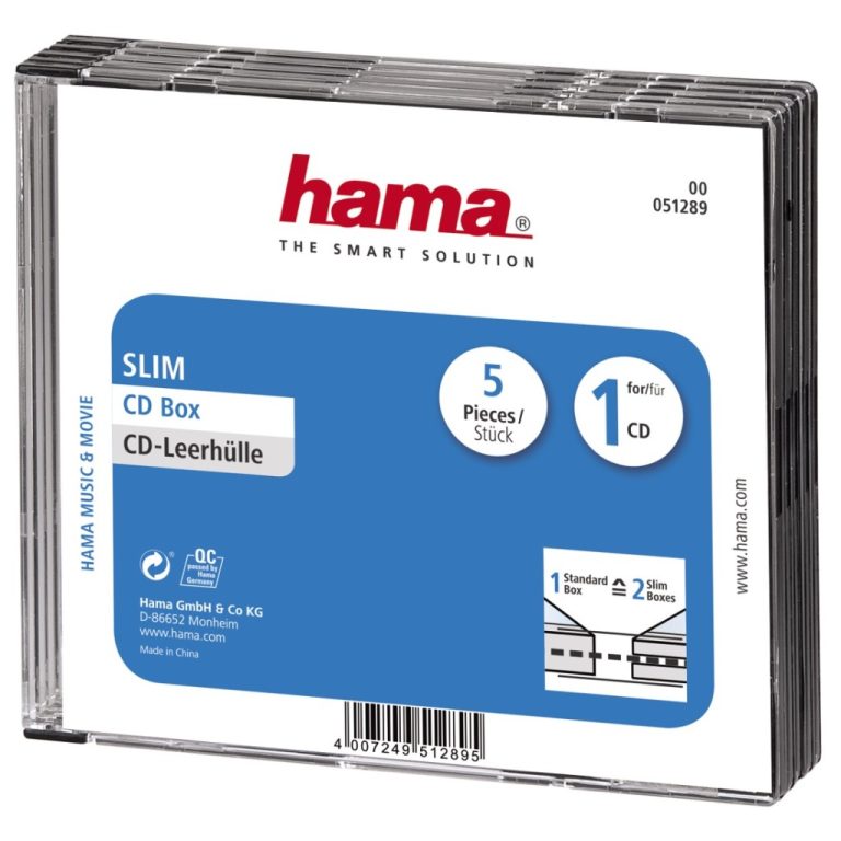 Hama CD Box Slim 5-pack Transparant/zwart | Kopen bij Flickmyhouse