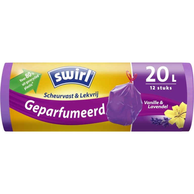 Swirl Pedaalemmerzak met Trekband Geparfumeerd Vanille-Lavendel 20L 12 Stuks | Kopen bij Flickmyhouse