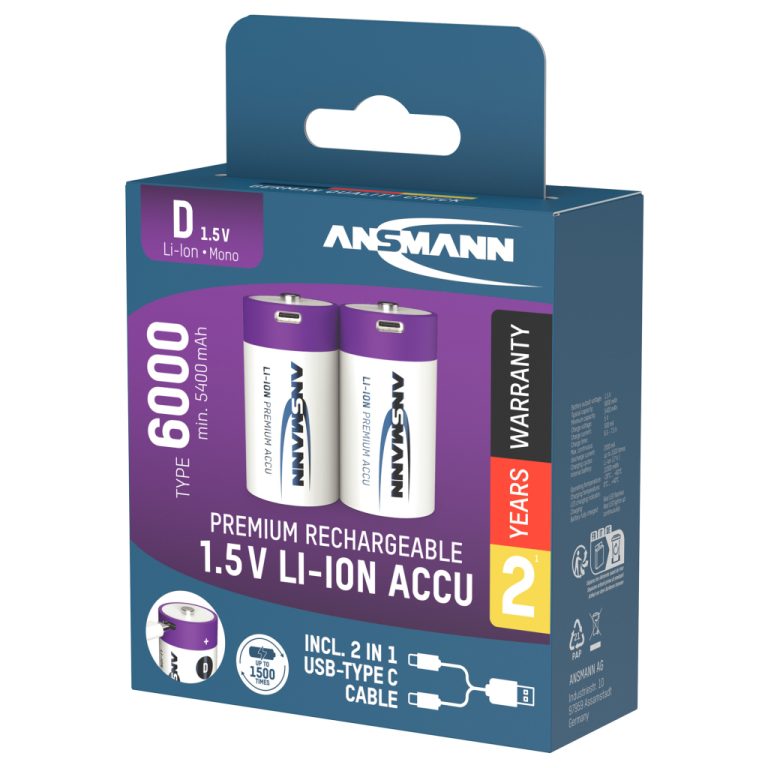 Ansmann Oplaadbaar Batterij D En Usb-c | Kopen bij Flickmyhouse