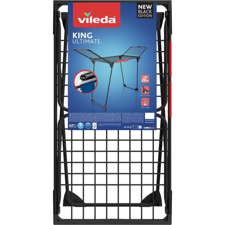 Vileda King Ultimate Droogrek + Wieltjes 20 m Drooglengte Zwart | Kopen bij Flickmyhouse