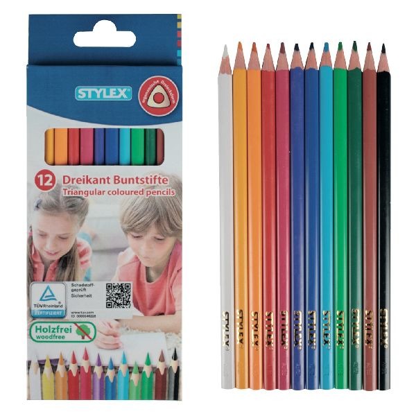 Stylex Driehoekige Lange Kleurpotloden 12stuks | Kopen bij Flickmyhouse
