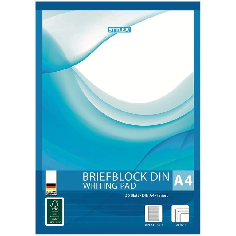 Stylex A4 Schrijfblok met Lijnen 50 Bladzijden | Kopen bij Flickmyhouse