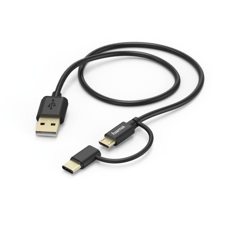 Hama 2in1-micro-USB-kabel Met USB-Type-C-adapter 1 M Zwart | Kopen bij Flickmyhouse