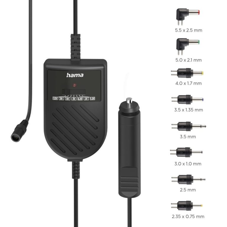 Hama Instelbare Netadapter voor Auto 3000mA 36W 12V + 8 Adapters Zwart | Kopen bij Flickmyhouse
