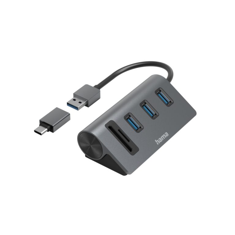 Hama OTG-hub/kaartlezer 5-poorts 3x USB-A SD MicroSD Incl. USB-C-adapter | Kopen bij Flickmyhouse