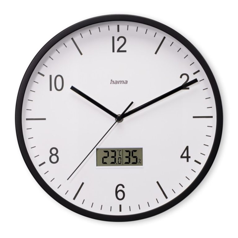 Hama DCF Wandklok Lanzarote Tikt Niet + Thermometer en Hygrometer 35 cm Zwart/Wit | Kopen bij Flickmyhouse