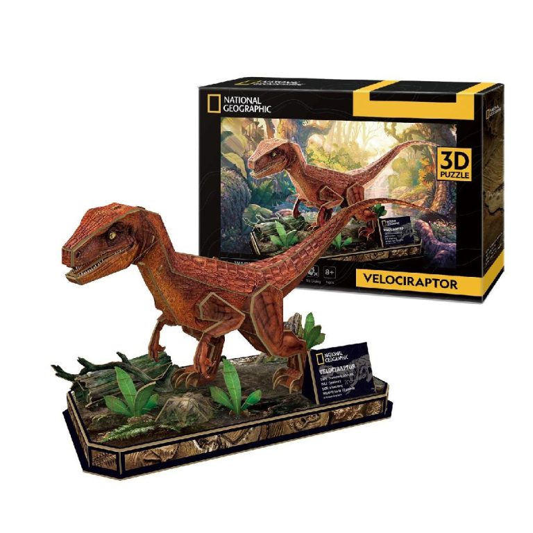National Geographic Houten 3D Puzzel Velociraptor 63 Stukjes | Kopen bij Flickmyhouse