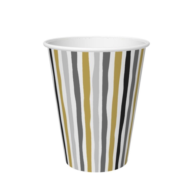 Duni Papieren Bekers Stripes Black and Gold 24 cl 10 Stuks | Kopen bij Flickmyhouse
