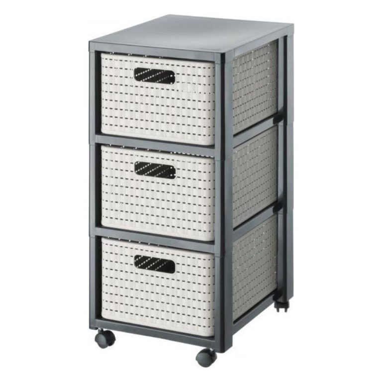 Rotho Country Design Ladekast met Wielen 3x18L Cappuccino | Kopen bij Flickmyhouse