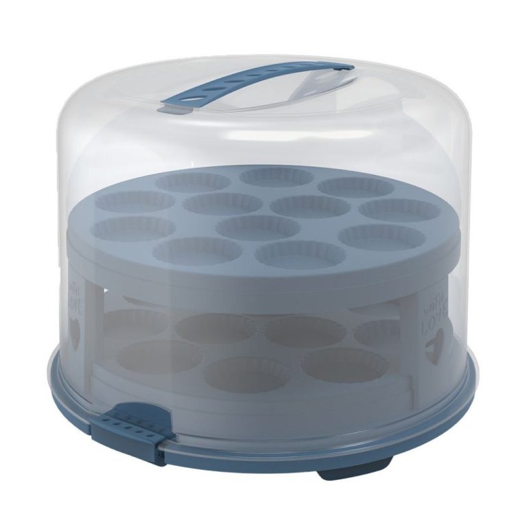 Rotho Fresh Taartdoos XL + Cupcake-Houders 35.5x34.5x26 cm Horizon Blauw/Transparant | Kopen bij Flickmyhouse