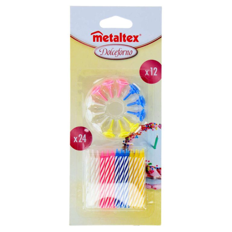 Metaltex Taartkaarsen 24 Stuks + 12 Houders | Kopen bij Flickmyhouse
