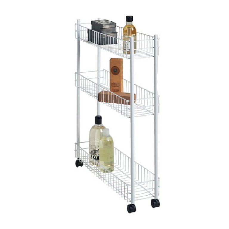 Metaltex Smalle Trolly met Wielen + 3 Etages 56x16x75.7 cm Wit | Kopen bij Flickmyhouse