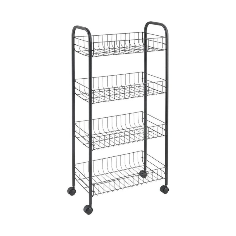 Metaltex Ascona Trolly met Wielen + 4 Manden 41x23x84 cm Mat Zwart/Metaal | Kopen bij Flickmyhouse