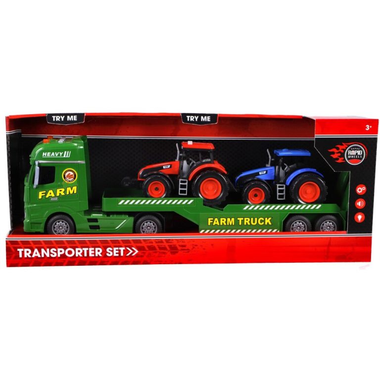 Rapid Wheels Autotransporter + 2 Tractoren + Licht en Geluid | Kopen bij Flickmyhouse