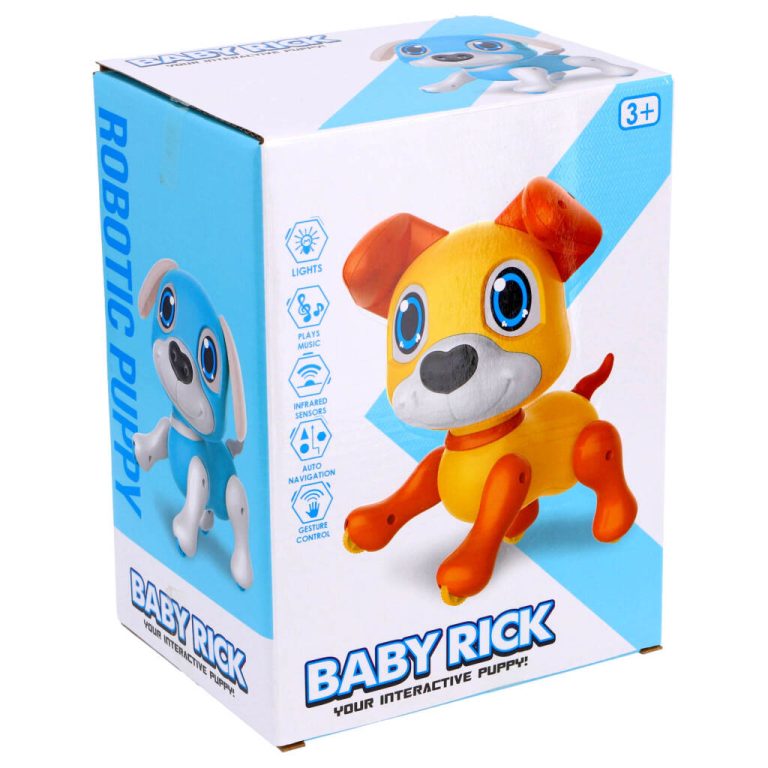 Robot Puppy Rick 20 cm + Licht en Geluid Geel/Oranje | Kopen bij Flickmyhouse