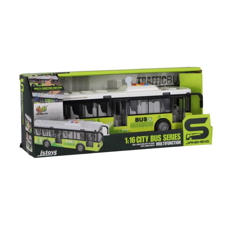Stadsbus 1:16 + Licht en Geluid Wit/Groen | Kopen bij Flickmyhouse