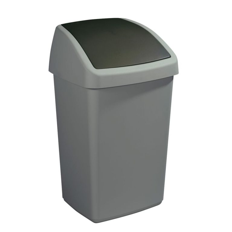 Sunware Delta Prullenbak Met Swingdeksel 50l Zilvergrijs | Kopen bij Flickmyhouse