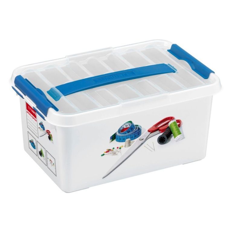 Sunware Q-Line Naaidoos 6L 30x20x14 cm Wit/Blauw | Kopen bij Flickmyhouse
