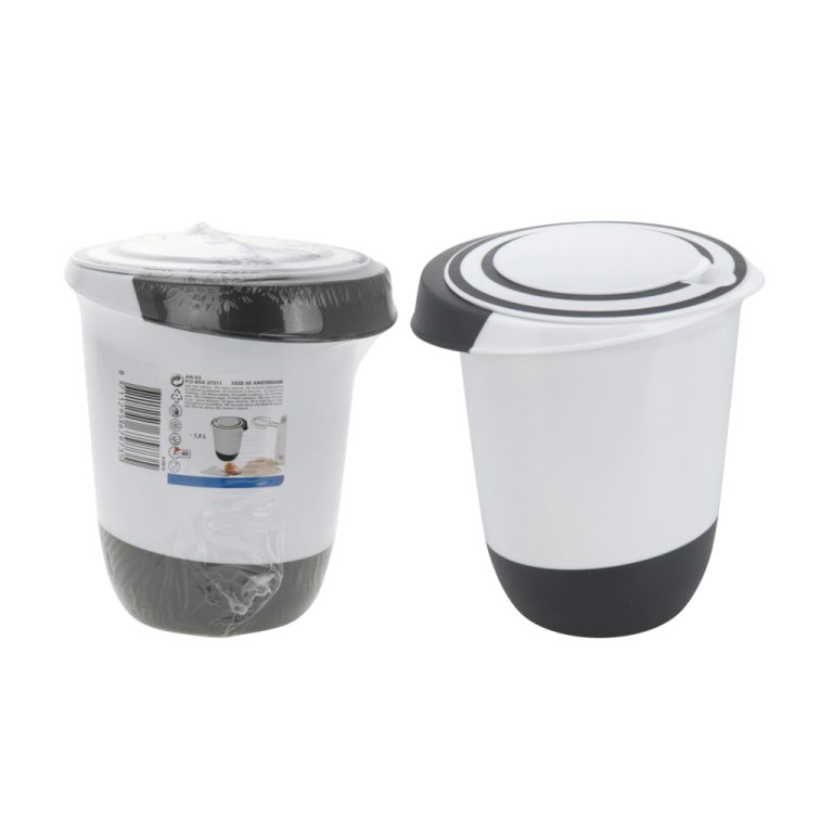 Mengkom met Deksel 1.5L Wit/Zwart | Kopen bij Flickmyhouse