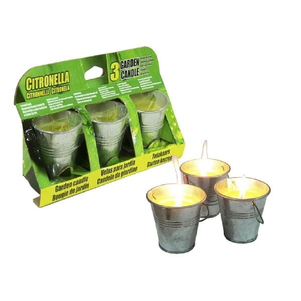Citronella Kaars in Metalen Emmer 3 Stuks 6.5cm | Kopen bij Flickmyhouse