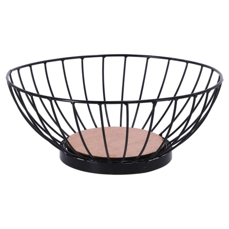 Metalen Fruitschaal 28 cm Zwart/Hout | Kopen bij Flickmyhouse