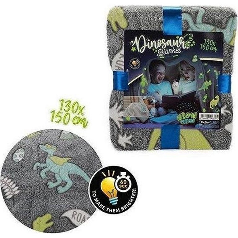 Star Toys Glow in the Dark Dino Deken 150x130 cm | Kopen bij Flickmyhouse