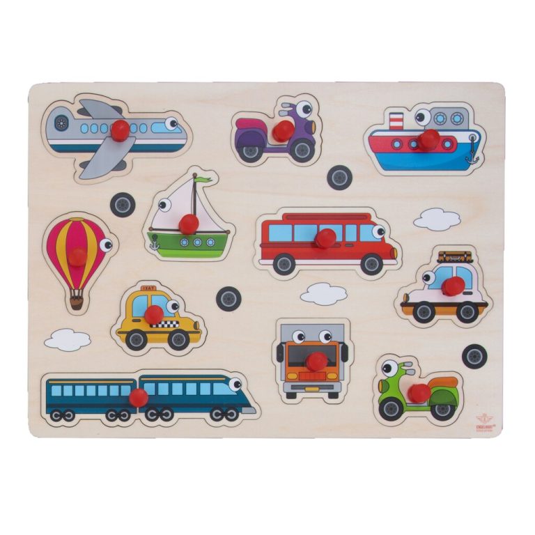 Engelhart Houten Knopjes Puzzel Voertuigen 11 Stukjes | Kopen bij Flickmyhouse