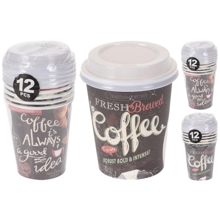 Papieren Beker met Plastic Deksel 6 Stuks verschillende kleuren | Kopen bij Flickmyhouse