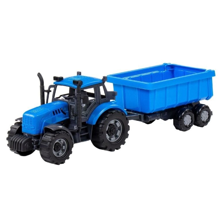 Farmer Frictietractor + Trailer Blauw/Zwart | Kopen bij Flickmyhouse