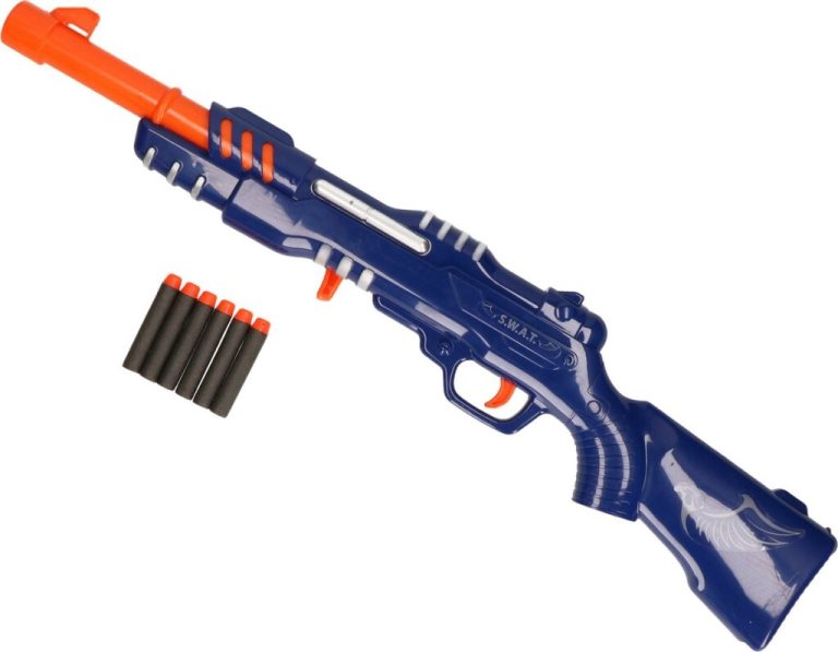 Police Geweer Blauw/Oranje met 6 Foampijlen | Kopen bij Flickmyhouse