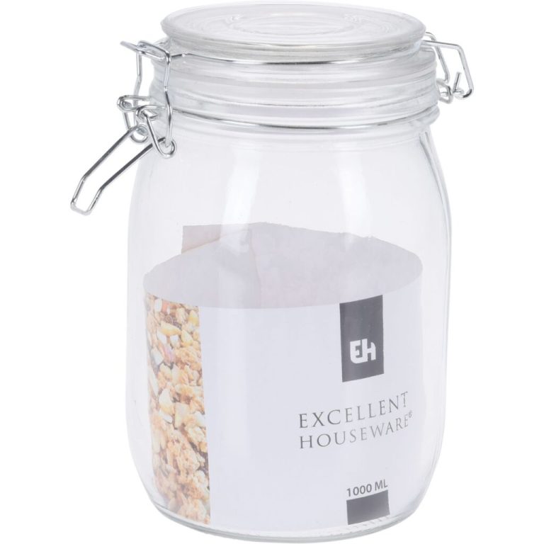Excellent Houseware Glazen Voorraadpot met Klem 1L | Kopen bij Flickmyhouse