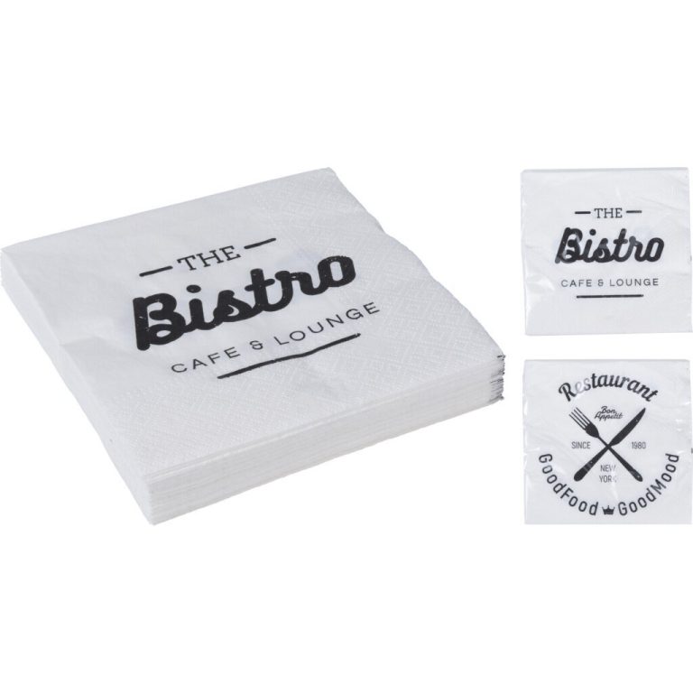 Servetten Bistro Design 20 Stuks Wit | Kopen bij Flickmyhouse