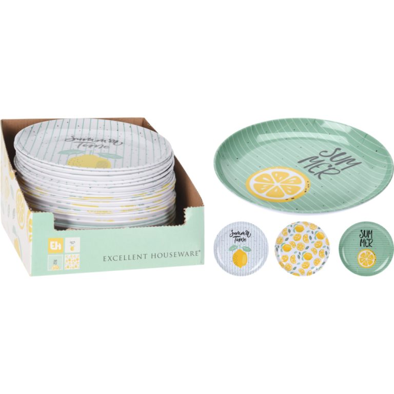 Excellent Houseware Bord Ø20 Cm Lemon 3 Assorti | Kopen bij Flickmyhouse
