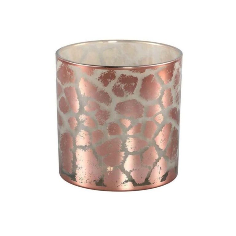 Windlicht Desiree Giraffeprint 15 cm Glas/Roze | Kopen bij Flickmyhouse