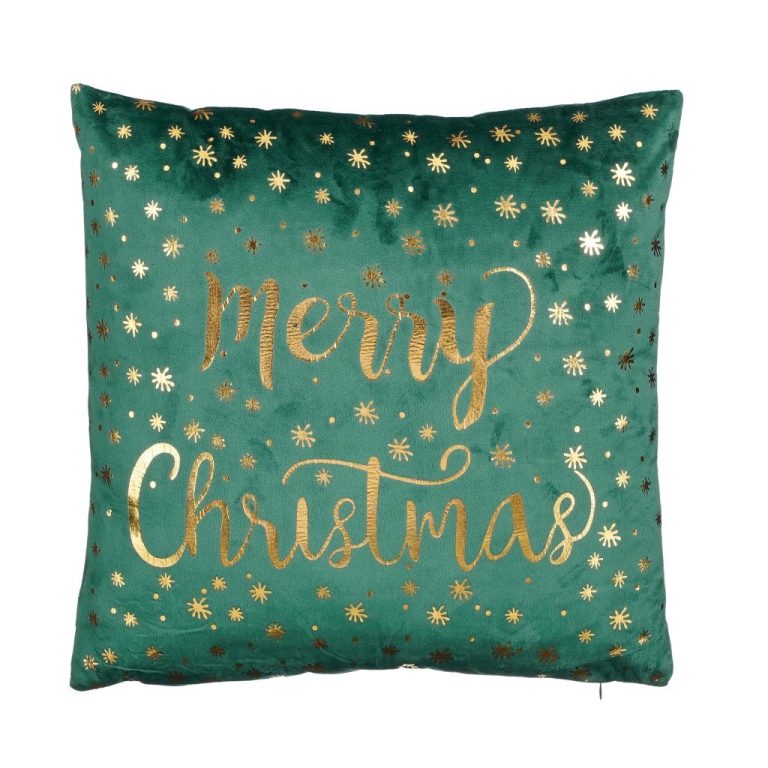Kussen Merry Christmas 40x40x10 cm Groen | Kopen bij Flickmyhouse