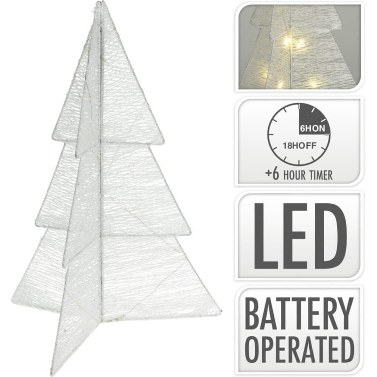 Kerstboom Vouwbaar met LED Timer 50cm Wit | Kopen bij Flickmyhouse