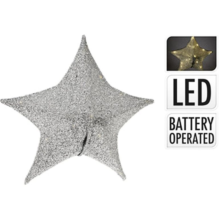 Kerstster van Stof met 30 LEDs 50 cm Kleur Zilver | Kopen bij Flickmyhouse