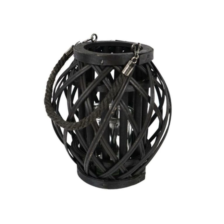 Windlicht Hamada 22 cm Zwart/Bamboe | Kopen bij Flickmyhouse