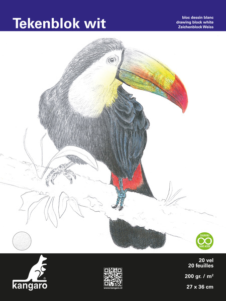 Kangaro K-5331 Tekenblok 27x36cm 200 Gr 20 Vel Wit Fijne Korrel Kopgelijmd | Kopen bij Flickmyhouse