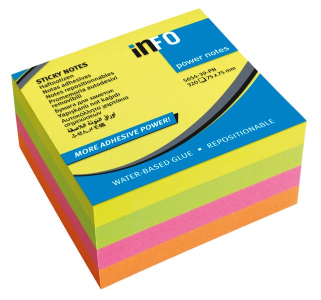 Info Notes IN-5654-39-PN Powernotes 75x75mm Ass. Briljant Blok A 320 Vel. | Kopen bij Flickmyhouse
