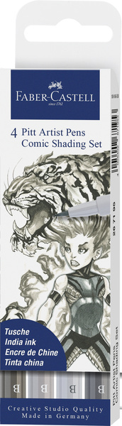 Faber Castell FC-267195 Tekenstift Faber-Castell Pitt Artist Pen Comic 4-delige Etui | Kopen bij Flickmyhouse